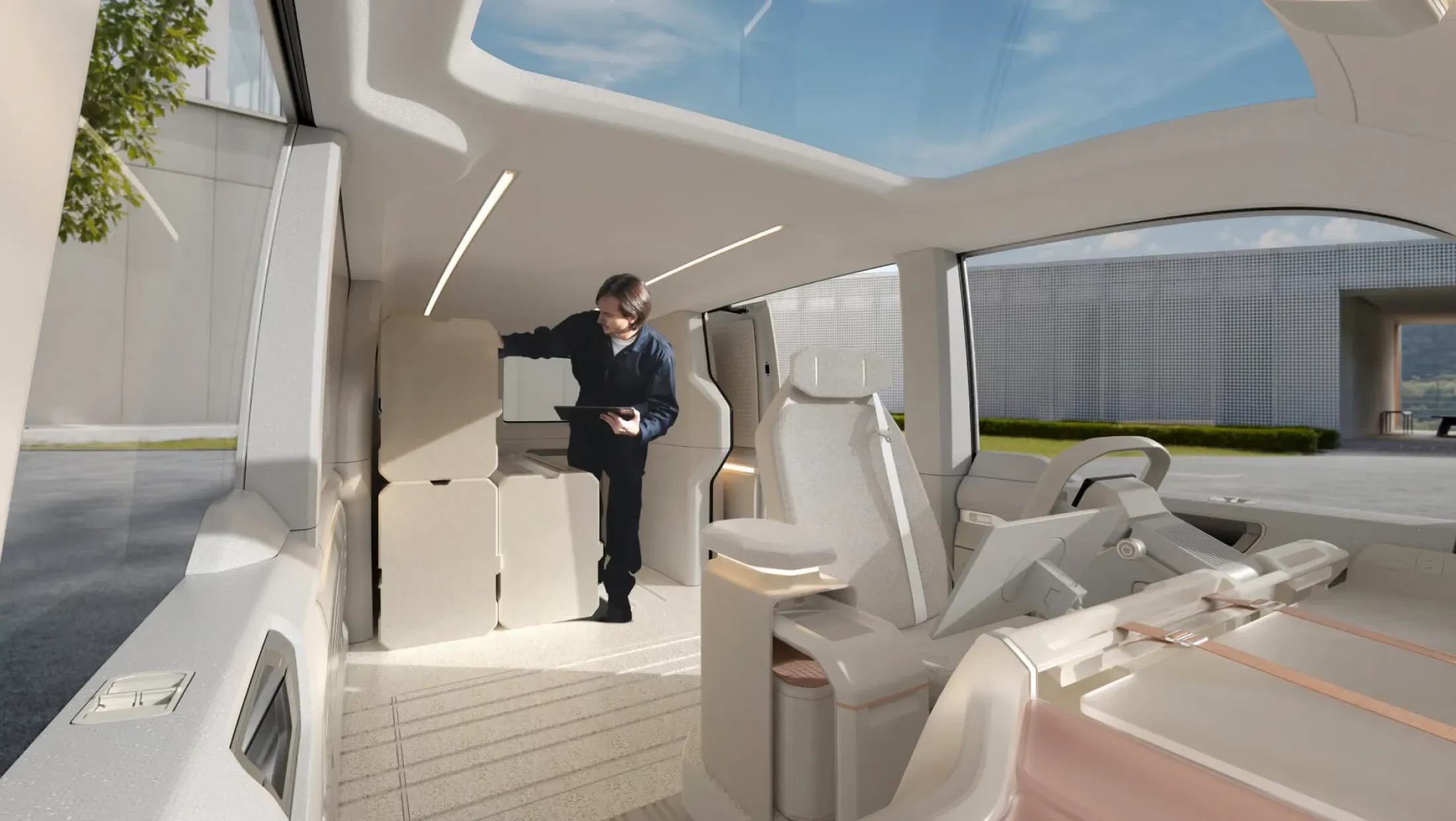 Ruimtelijk interieur Kia PV7 Concept